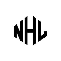 diseño de logotipo de letra nhl con forma de polígono. diseño de logotipo de forma de cubo y polígono nhl. nhl hexágono vector logo plantilla colores blanco y negro. monograma nhl, logotipo comercial y inmobiliario.