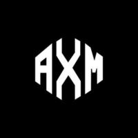 AXM letter logo design with polygon shape. AXM polygon and cube shape logo design. AXM hexagon vector logo template white and black colors. AXM monogram, business and real estate logo.