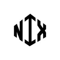 NIX letter logo design with polygon shape. NIX polygon and cube shape logo design. NIX hexagon vector logo template white and black colors. NIX monogram, business and real estate logo.