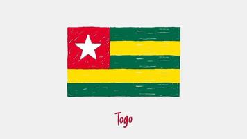 Togo National Country Flag Marker or Pencil Sketch Illustration Video