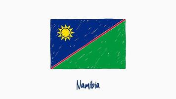 Namibia National Country Flag Marker or Pencil Sketch Illustration Video