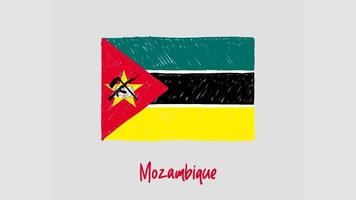 marcador de bandeira nacional de Moçambique ou vídeo de ilustração de esboço a lápis video