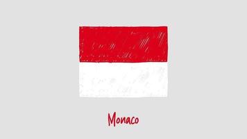 monaco national country flag marker oder bleistiftskizze illustrationsvideo video