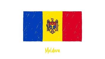 Moldavia marcador de bandera nacional del país o video de ilustración de boceto a lápiz