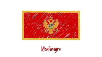 marcador de bandera nacional de país de montenegro o video de ilustración de boceto a lápiz