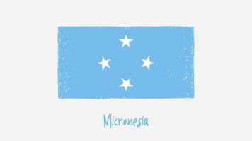 marcador de bandeira nacional do país da micronésia ou vídeo de ilustração de esboço a lápis video