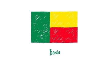 benin marcador de bandera nacional del país o video de ilustración de boceto a lápiz