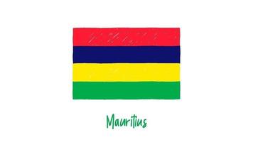 marcador de bandeira nacional do país maurício ou vídeo de ilustração de esboço a lápis