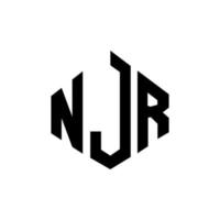 Diseño de logotipo de letra njr con forma de polígono. Diseño de logotipo en forma de cubo y polígono njr. njr hexágono vector logo plantilla colores blanco y negro. monograma njr, logotipo empresarial y inmobiliario.