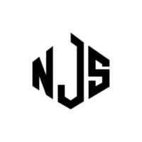 NJS letter logo design with polygon shape. NJS polygon and cube shape logo design. NJS hexagon vector logo template white and black colors. NJS monogram, business and real estate logo.