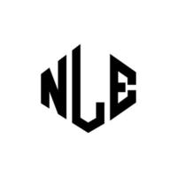 NLE letter logo design with polygon shape. NLE polygon and cube shape logo design. NLE hexagon vector logo template white and black colors. NLE monogram, business and real estate logo.