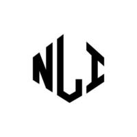 diseño de logotipo de letra nli con forma de polígono. diseño de logotipo en forma de cubo y polígono nli. plantilla de logotipo vectorial hexagonal nli colores blanco y negro. monograma nli, logotipo empresarial y inmobiliario. vector