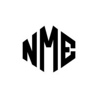 NME letter logo design with polygon shape. NME polygon and cube shape logo design. NME hexagon vector logo template white and black colors. NME monogram, business and real estate logo.