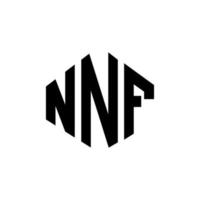 NNF letter logo design with polygon shape. NNF polygon and cube shape logo design. NNF hexagon vector logo template white and black colors. NNF monogram, business and real estate logo.