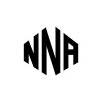 diseño de logotipo de letra nna con forma de polígono. diseño de logotipo en forma de cubo y polígono nna. nna hexágono vector logo plantilla colores blanco y negro. monograma nna, logotipo comercial e inmobiliario.