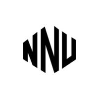 diseño de logotipo de letra nnu con forma de polígono. diseño de logotipo en forma de cubo y polígono nnu. nnu hexágono vector logo plantilla colores blanco y negro. nnu monograma, logotipo comercial e inmobiliario.