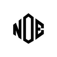 NOE letter logo design with polygon shape. NOE polygon and cube shape logo design. NOE hexagon vector logo template white and black colors. NOE monogram, business and real estate logo.