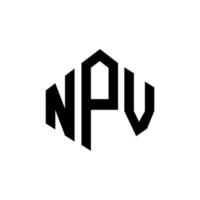 diseño de logotipo de letra npv con forma de polígono. diseño de logotipo de forma de cubo y polígono npv. npv hexágono vector logo plantilla colores blanco y negro. monograma npv, logotipo comercial y inmobiliario.