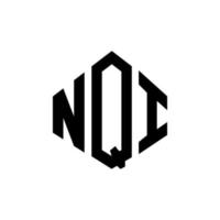 diseño de logotipo de letra nqi con forma de polígono. diseño de logotipo en forma de cubo y polígono nqi. plantilla de logotipo vectorial hexagonal nqi colores blanco y negro. monograma nqi, logotipo comercial y inmobiliario. vector