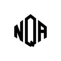 NQA letter logo design with polygon shape. NQA polygon and cube shape logo design. NQA hexagon vector logo template white and black colors. NQA monogram, business and real estate logo.