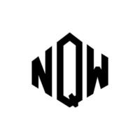 NQW letter logo design with polygon shape. NQW polygon and cube shape logo design. NQW hexagon vector logo template white and black colors. NQW monogram, business and real estate logo.