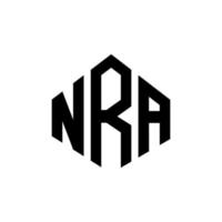 NRA letter logo design with polygon shape. NRA polygon and cube shape logo design. NRA hexagon vector logo template white and black colors. NRA monogram, business and real estate logo.