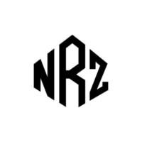 NRZ letter logo design with polygon shape. NRZ polygon and cube shape logo design. NRZ hexagon vector logo template white and black colors. NRZ monogram, business and real estate logo.