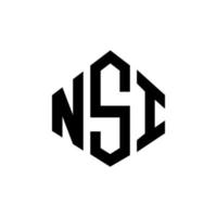 NSI letter logo design with polygon shape. NSI polygon and cube shape logo design. NSI hexagon vector logo template white and black colors. NSI monogram, business and real estate logo.