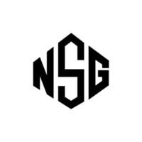 NSG letter logo design with polygon shape. NSG polygon and cube shape logo design. NSG hexagon vector logo template white and black colors. NSG monogram, business and real estate logo.