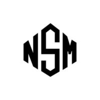 NSM letter logo design with polygon shape. NSM polygon and cube shape logo design. NSM hexagon vector logo template white and black colors. NSM monogram, business and real estate logo.