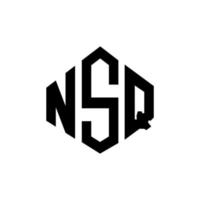 NSQ letter logo design with polygon shape. NSQ polygon and cube shape logo design. NSQ hexagon vector logo template white and black colors. NSQ monogram, business and real estate logo.
