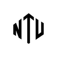 NTU letter logo design with polygon shape. NTU polygon and cube shape logo design. NTU hexagon vector logo template white and black colors. NTU monogram, business and real estate logo.