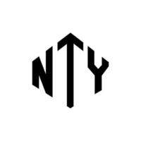 diseño de logotipo de letra nty con forma de polígono. diseño de logotipo en forma de cubo y polígono nty. nty hexágono vector logo plantilla colores blanco y negro. monograma nty, logotipo comercial e inmobiliario.