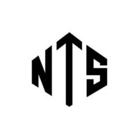 NTS letter logo design with polygon shape. NTS polygon and cube shape logo design. NTS hexagon vector logo template white and black colors. NTS monogram, business and real estate logo.