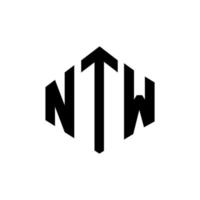 NTW letter logo design with polygon shape. NTW polygon and cube shape logo design. NTW hexagon vector logo template white and black colors. NTW monogram, business and real estate logo.