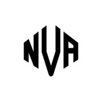 diseño de logotipo de letra nva con forma de polígono. diseño de logotipo en forma de cubo y polígono nva. plantilla de logotipo de vector hexagonal nva colores blanco y negro. monograma nva, logotipo empresarial y inmobiliario.