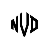 NVD letter logo design with polygon shape. NVD polygon and cube shape logo design. NVD hexagon vector logo template white and black colors. NVD monogram, business and real estate logo.