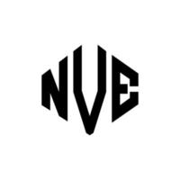 NVE letter logo design with polygon shape. NVE polygon and cube shape logo design. NVE hexagon vector logo template white and black colors. NVE monogram, business and real estate logo.