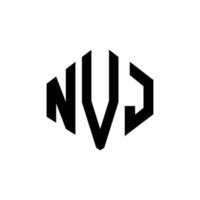 NVJ letter logo design with polygon shape. NVJ polygon and cube shape logo design. NVJ hexagon vector logo template white and black colors. NVJ monogram, business and real estate logo.