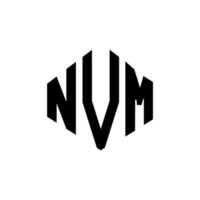 NVM letter logo design with polygon shape. NVM polygon and cube shape logo design. NVM hexagon vector logo template white and black colors. NVM monogram, business and real estate logo.