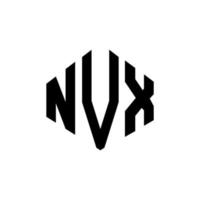 NVX letter logo design with polygon shape. NVX polygon and cube shape logo design. NVX hexagon vector logo template white and black colors. NVX monogram, business and real estate logo.