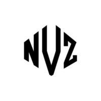 NVZ letter logo design with polygon shape. NVZ polygon and cube shape logo design. NVZ hexagon vector logo template white and black colors. NVZ monogram, business and real estate logo.