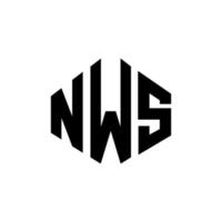 NWS letter logo design with polygon shape. NWS polygon and cube shape logo design. NWS hexagon vector logo template white and black colors. NWS monogram, business and real estate logo.