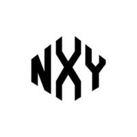 NXY letter logo design with polygon shape. NXY polygon and cube shape logo design. NXY hexagon vector logo template white and black colors. NXY monogram, business and real estate logo.