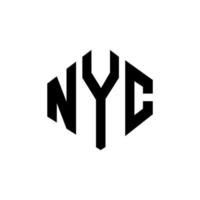 NYC letter logo design with polygon shape. NYC polygon and cube shape logo design. NYC hexagon vector logo template white and black colors. NYC monogram, business and real estate logo.