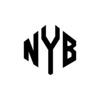 diseño de logotipo de letra nyb con forma de polígono. diseño de logotipo en forma de cubo y polígono de nyb. nyb hexágono vector logo plantilla colores blanco y negro. monograma nyb, logotipo comercial y inmobiliario.