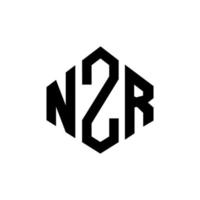 NZR letter logo design with polygon shape. NZR polygon and cube shape logo design. NZR hexagon vector logo template white and black colors. NZR monogram, business and real estate logo.