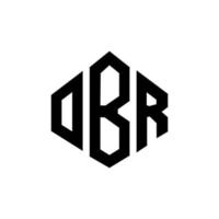 OBR letter logo design with polygon shape. OBR polygon and cube shape logo design. OBR hexagon vector logo template white and black colors. OBR monogram, business and real estate logo.