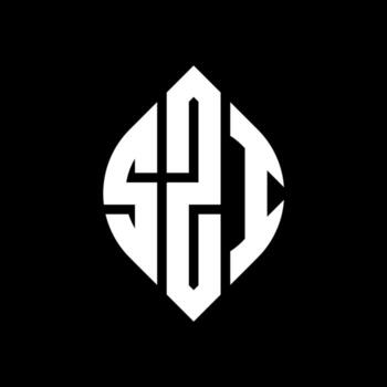 SZI circle letter logo design with circle and ellipse shape. SZI ellipse letters with typographic style. The three initials form a circle logo. SZI Circle Emblem Abstract Monogram Letter Mark Vector. vector