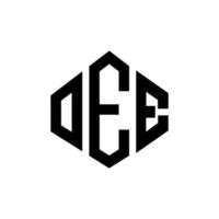 diseño de logotipo de letra oee con forma de polígono. diseño de logotipo en forma de cubo y polígono oee. oee hexágono vector logo plantilla colores blanco y negro. monograma oee, logotipo comercial e inmobiliario.